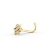 14K Yellow Gold Curved Cubic Zirconia Nose Stud, 20 Gauge