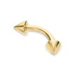 14K Yellow Gold Curved  5/16 Inch Barbell Eyebrow Ring with Spikes