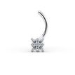 14K White Gold Curved Screw Square Cubic Zirconia Nose Ring, 20 Gauge
