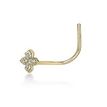 14K Yellow Gold Flower Lab Grown Diamond Stud Nose Ring, 0.04 Carat, 20 Gauge