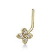 14K Yellow Gold Flower Lab Grown Diamond Stud Nose Ring, 0.04 Carat, 20 Gauge