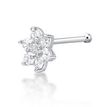 14K White Gold Flower Lab Grown Diamond Nose Ring, 0.07 Carat, 20 Gauge