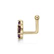14K Yellow Gold L-Shaped 3.5 MM Amethyst Swarovski Flower Nose Ring, 20 Gauge