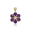 14K Yellow Gold L-Shaped 3.5 MM Amethyst Swarovski Flower Nose Ring, 20 Gauge