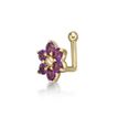 14K Yellow Gold L-Shaped 3.5 MM Amethyst Swarovski Flower Nose Ring, 20 Gauge