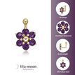 14K Yellow Gold L-Shaped 3.5 MM Amethyst Swarovski Flower Nose Ring, 20 Gauge