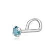 14K White Gold Curved Blue Diamond Nose Ring, 0.05 Carat, 20 Gauge