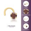 14K Yellow Gold Curved Screw Brown Diamond Nose Ring, 0.05 Carat, 20 Gauge