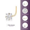 14K Yellow Gold Curve Stud 3 MM Cubic Zirconia Nose Ring, 20 Gauge