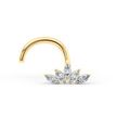 14K Yellow Gold Cubic Zirconia Fan Shape Cluster Curved Nose Ring, 20 Gauge