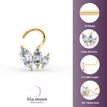 14K Yellow Gold Curved Marquee Cubic Zirconia Nose Stud, 20 Gauge