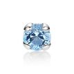 14K White Gold Straight Bone Aqua Swarovski Nose Ring, 20 Gauge