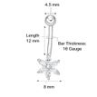 10K White Gold 8 MM Cubic Zirconia Flower Belly Ring