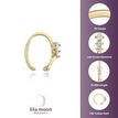 14K Yellow Gold 0.025 Carat Lab Grown Diamond Three Stone Nose Ring Hoop, 20 Gauge