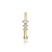 14K Yellow Gold 0.025 Carat Lab Grown Diamond Three Stone Nose Ring Hoop, 20 Gauge