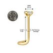 14K Yellow Gold Curved Screw Diamond Nose Ring, 0.07 Carat, 20 Gauge