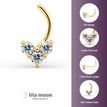14K Yellow Gold Heart Shaped Curved Screw Nose Ring, 20 Gauge