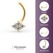 14K Yellow Gold Square Cubic Zirconia Curved Screw Nose Ring, 20 Gauge