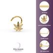 14K Yellow Gold Leaf Curved Nose Stud, 20 Gauge