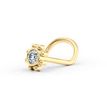 14K Yellow Gold Curved Cubic Zirconia Flower Sun Halo Nose Ring, 20 Gauge