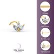 14K Yellow Gold Curved Cubic Zirconia Nose Stud, 20 Gauge