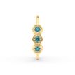 10K Gold Jeweled Hexagon Open Nose Ring Blue Cubic Zirconia, 20 Gauge
