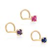 14K Yellow Gold Curved Screw 2 MM Cubic Zirconia Nose Ring Set, 22 Gauge