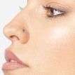 14K Yellow Gold Curved Stud 2 MM Blue Cubic Zirconia Nose Ring, 20 Gauge