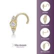 10K Yellow Gold 2 MM Cubic Zirconia 3 Stone Stud Nose Ring, 20 Gauge