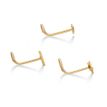 10K Yellow Gold Star, Circle, Heart Curve Nose Ring Set, 22 Gauge