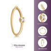 14K Yellow Gold Diamond Open Hoop Nose Ring, 0.01 Carat, 22 Gauge