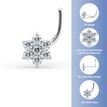 14K White Gold 0.06 Carat Lab Grown Diamond Flower Nose Ring, 20 Gauge