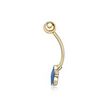 10K Yellow Gold Blue Enamel Star Belly Ring with Cubic Zirconia