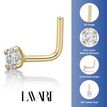 14K Yellow Gold L-Shaped Diamond Nose Ring, 0.07 Carat, 20 Gauge