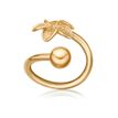 10K Yellow Gold 9 MM Lotus Flower Twist Belly Ring
