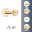 14K Yellow Gold 3 MM Cubic Zirconia Labret Monroe Lip Style Ball Stud Ring