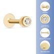 14K Yellow Gold 3 MM Cubic Zirconia Labret Monroe Lip Style Ball Stud Ring