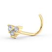 14K Yellow Gold Heart Shaped Curved Screw Nose Ring, 20 Gauge