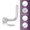 14K White Gold L-Shaped Lab Grown Diamond Nose Ring, 0.02 Carat, 20 Gauge