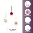 14K Yellow Gold 2 MM Cubic Zirconia L-Shaped Nose Ring Set, 22 Gauge