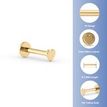 14K Yellow Gold Heart Internally Threaded Micro Labret, 16 Gauge