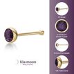 14K Yellow Gold 3 MM Purple Straight Bone Stud Nose Ring, 20 Gauge