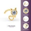 14K Yellow Gold Cat Curved Cubic Zirconia Nose Stud, 20 Gauge