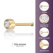 14K Yellow Gold Straight Bone 3MM Cubic Zirconia Bezel Nose Ring, 22 Gauge