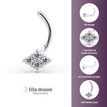 14K White Gold Square Cubic Zirconia Curved Screw Nose Ring, 20 Gauge
