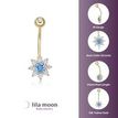 10K Yellow Gold Blue and White Star Cubic Zirconia Belly Ring