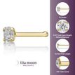 14K Yellow Gold Straight Bone Diamond Nose Ring, 0.07 Carat, 22 Gauge