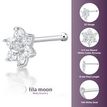 14K White Gold Straight Bone 4.5 MM Cubic Zirconia Flower Nose Ring, 22 Gauge