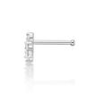 14K White Gold Straight Bone 4.5 MM Cubic Zirconia Flower Nose Ring, 22 Gauge