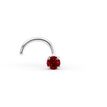 14K White Gold Curved Red Crystal Nose Ring, 20 Gauge